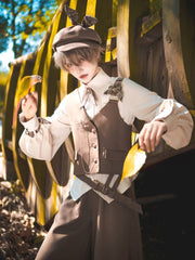 Secret Morning Post Brown Asymmetrical Shoulder Strap Waistcoat