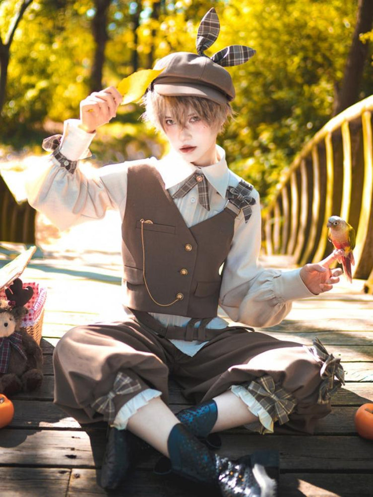 Secret Morning Post Brown Asymmetrical Shoulder Strap Waistcoat