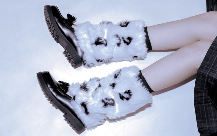 Harajuku Style Black and White Shaggy Calf Leg Warmers