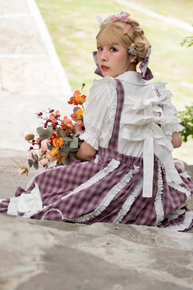 Tokyo Traveler Purple Plaid Jumper Skirt