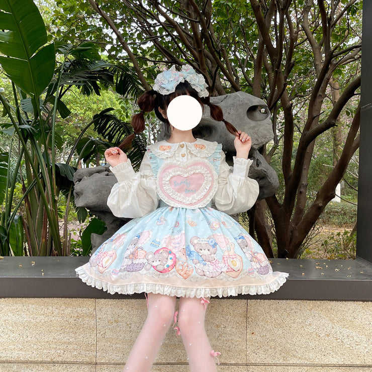 【Baking Bear】~Original Design of White Sugar GirllolitaDressskSkirtopShort Sleeve Dress