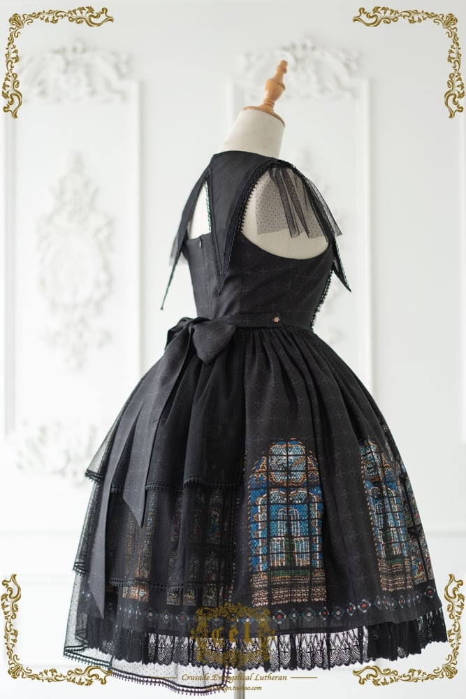 Black Church Stained Window Jumper Skirt Gothic Dress