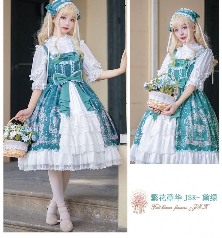 Classic and Elegant Vintage Floral Prints Jumper Skirt - Flowers Blossoming