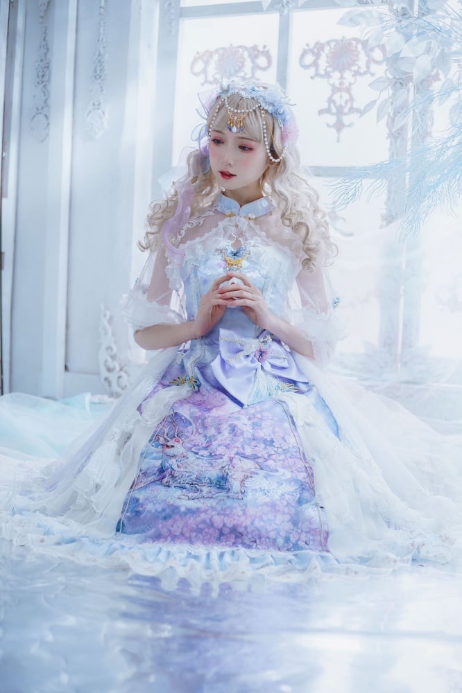 In Stock The Nine-Colored Deer Blue Qi Lolita Dress Full Set