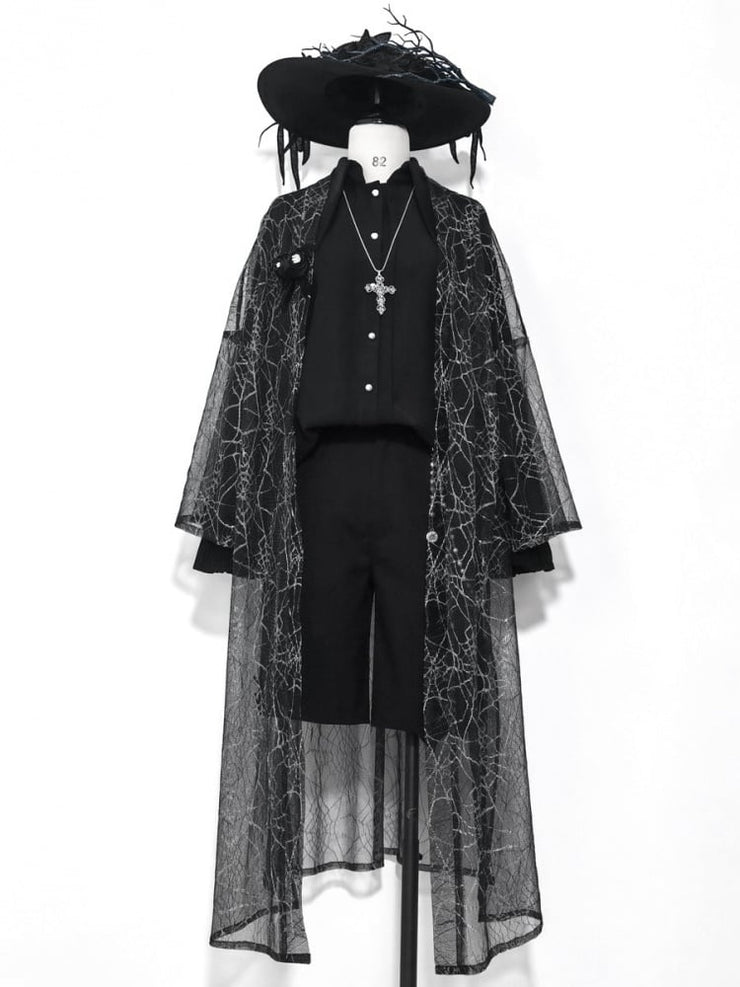 Black Ouji Lolita Prince Style Pointed Collar Shirt
