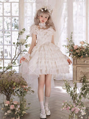 White Tiered Ruffles Skirt One Piece Hanayome Dress